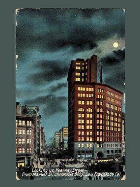10/$25 Vintage 1900s San Francisco Market Street City at Night Postcard